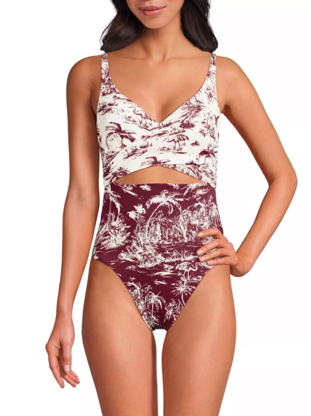 Land’s End Wrap Monokini High Leg One-Piece Swimsuit